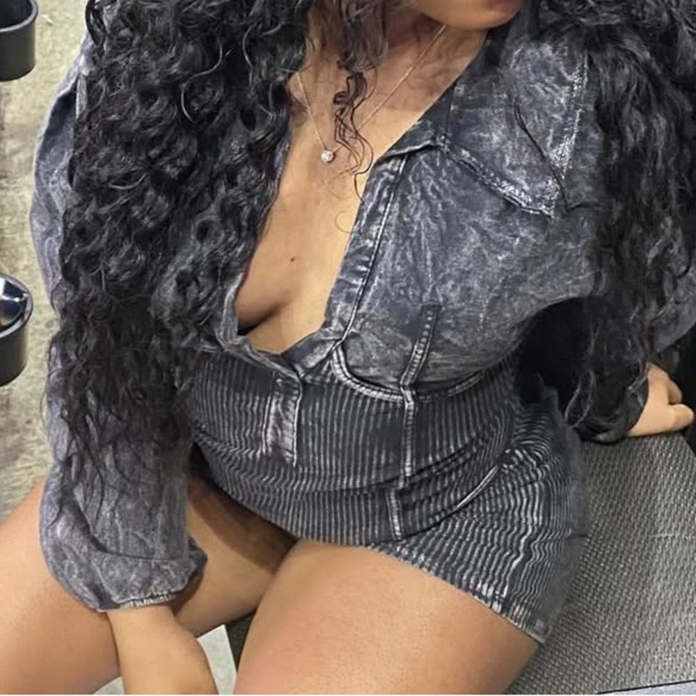 Fashion Nova Black Denim Jumpsuit